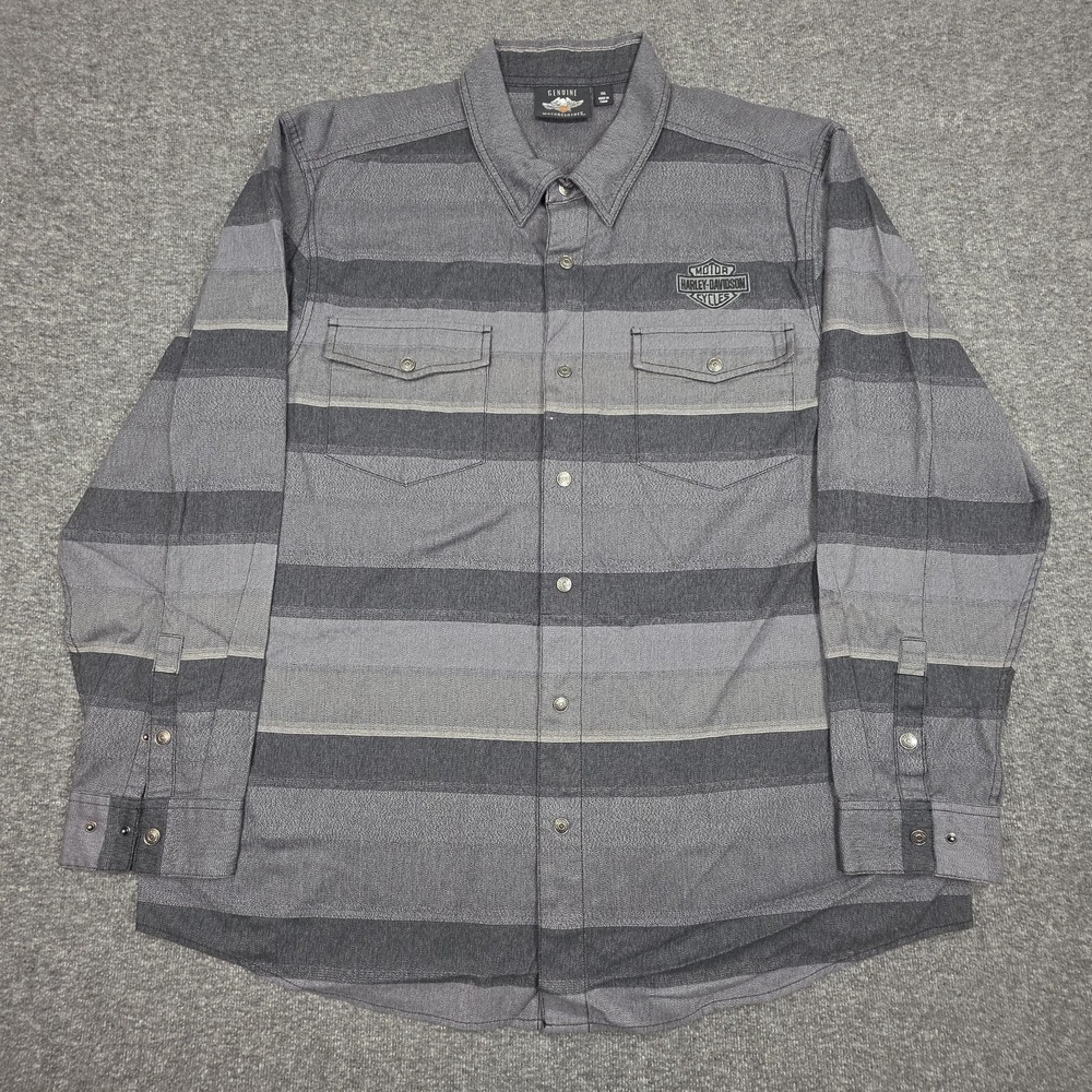 Harley Davidson Stripped Button Snap Shirt Size 2XLExcellent Condition.